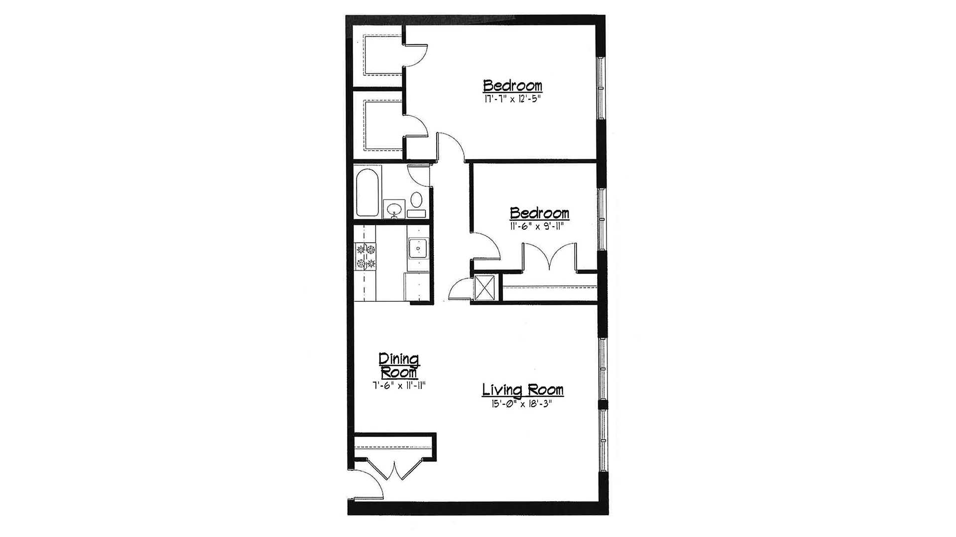 2 Bed/1 Bath 990sf