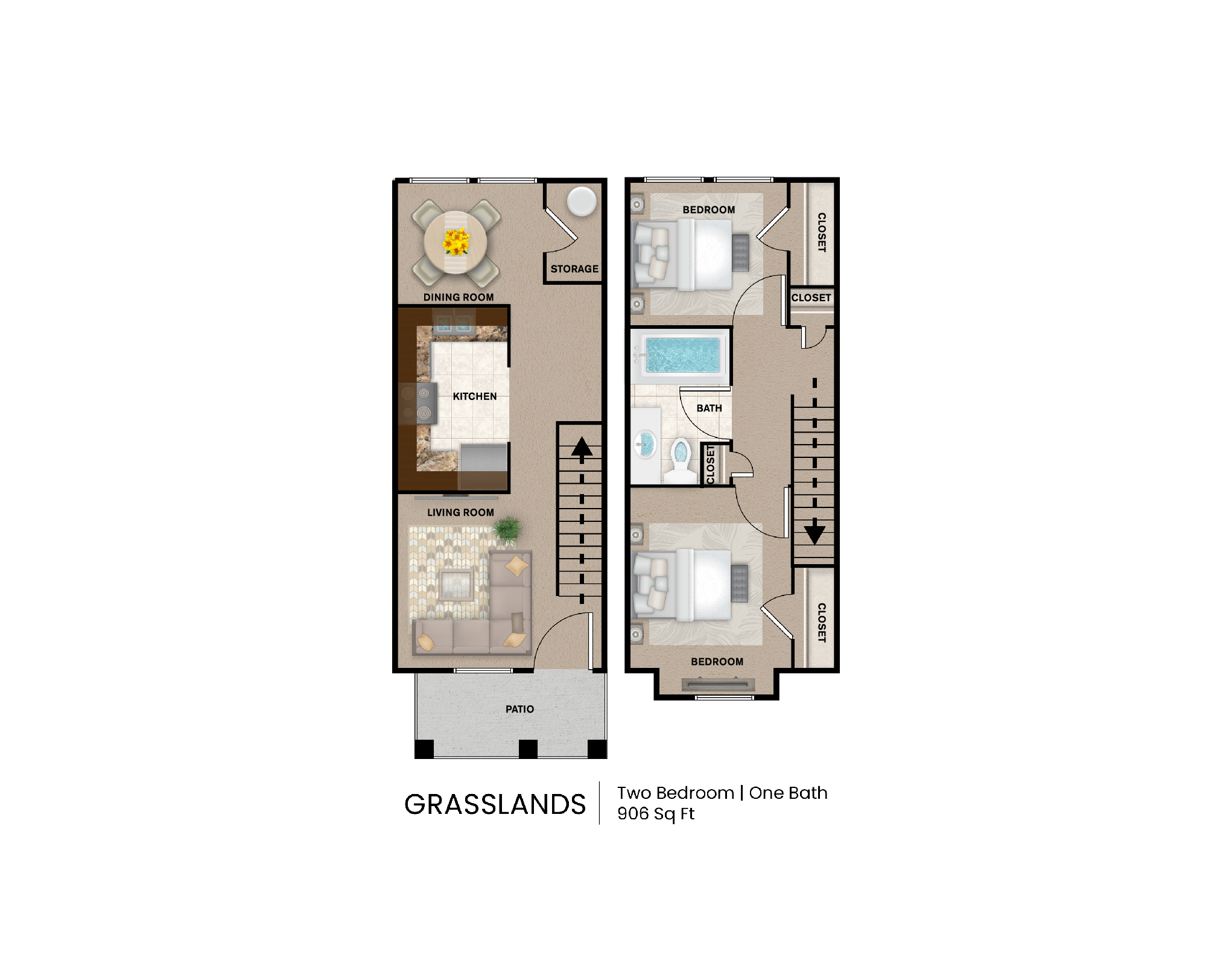 Countryside Grasslands Floorplan 2bd 1b